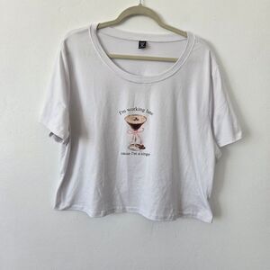 Plus 4XL Graphic Tee Working Late Cause I'm A Singer Espresso Martini White Crop